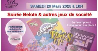 Soirée belote et autres jeux le samedi 29 mars 2025