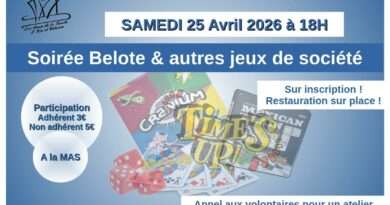 SOIRÉE BELOTE ET JEUX DE SOCIÈTÉ 25 AVRIL 2026